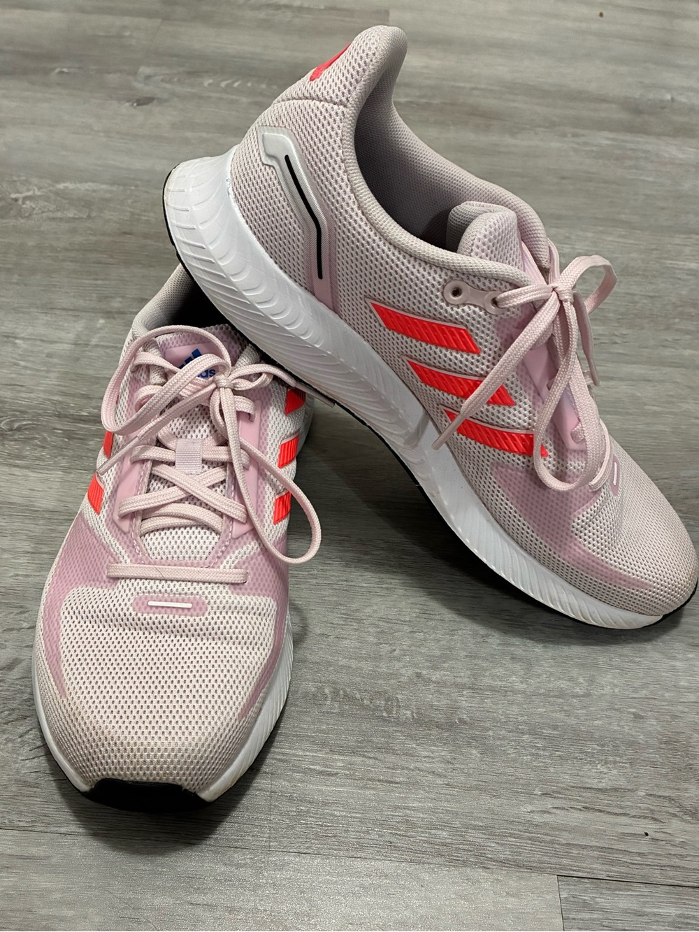 adidas Pink Mesh Running Sneakers with Coral Stripes